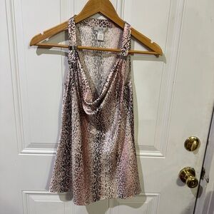 Chic Leopard Print Cowl Neck Tank Top Satin Y2K Silk Cache’